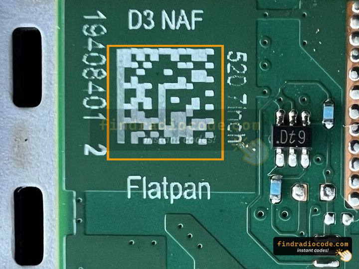 Square code on a Continental VP2 520 board, printed Flatpan and 520 7inch